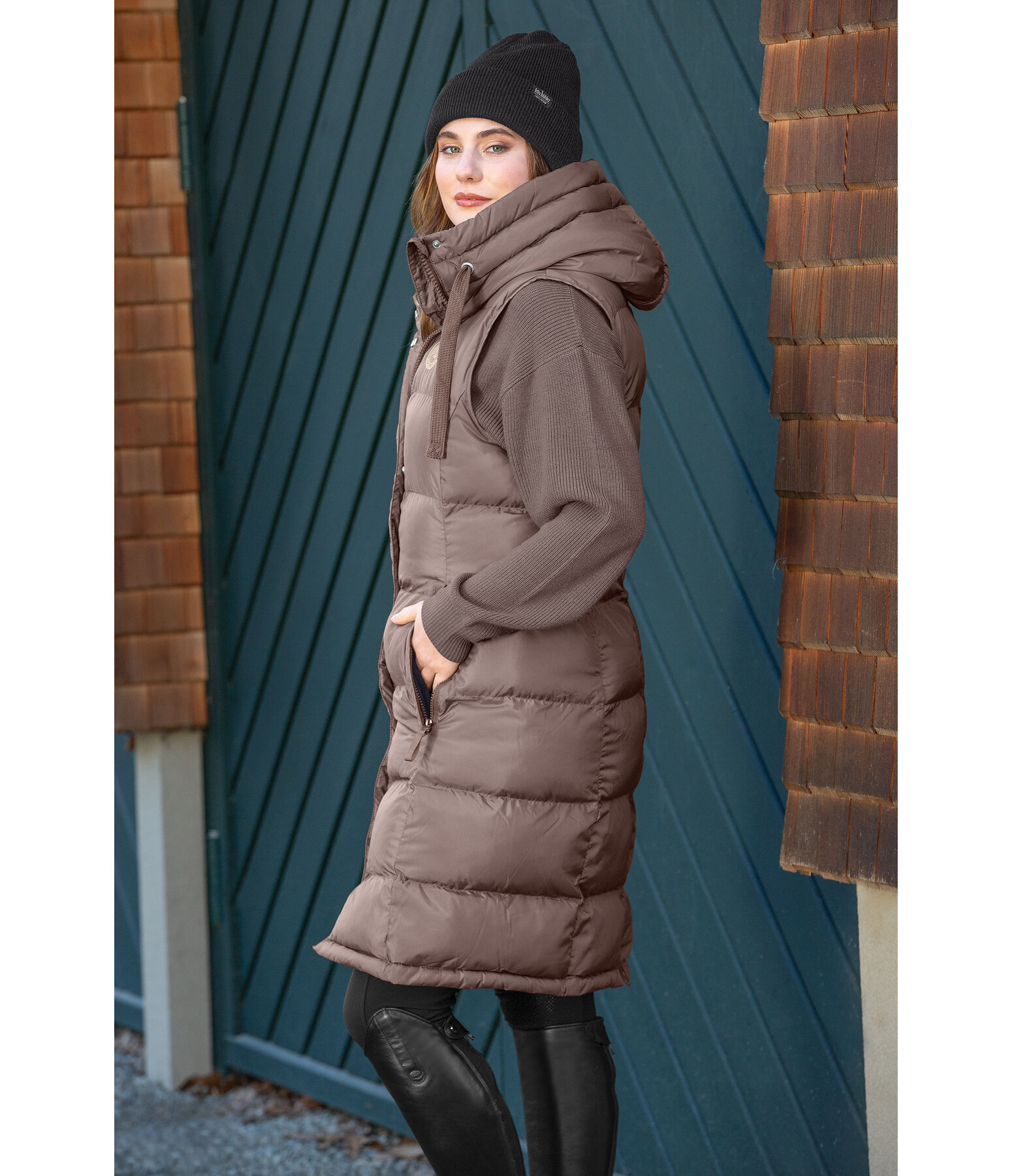 Hooded Long Gilet Clara