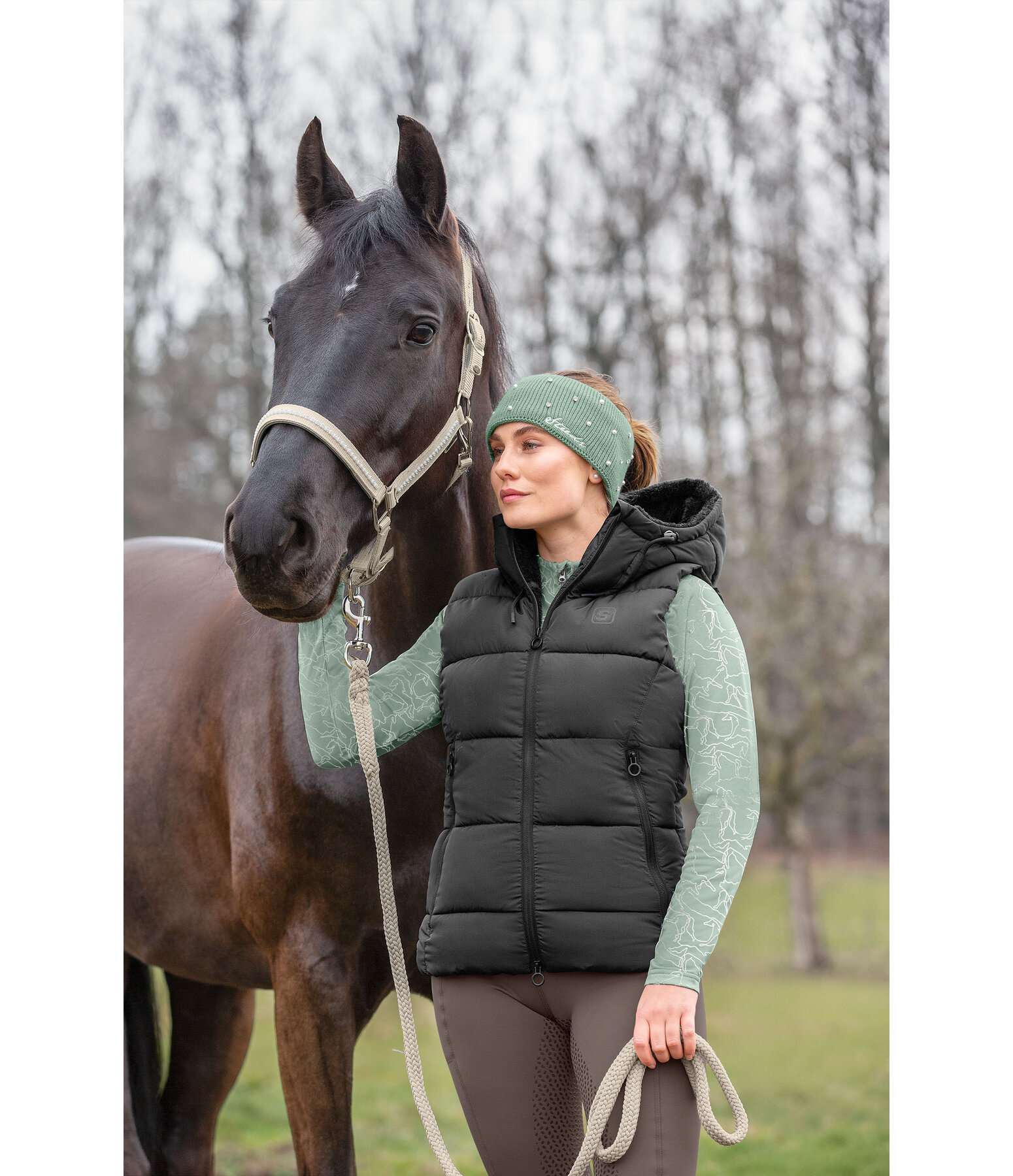 Hooded Quilted Riding Gilet Mira III