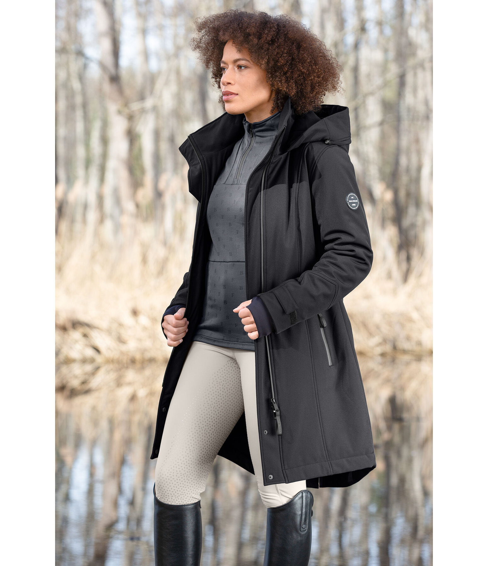 Hooded Softshell Riding Coat Aurelie