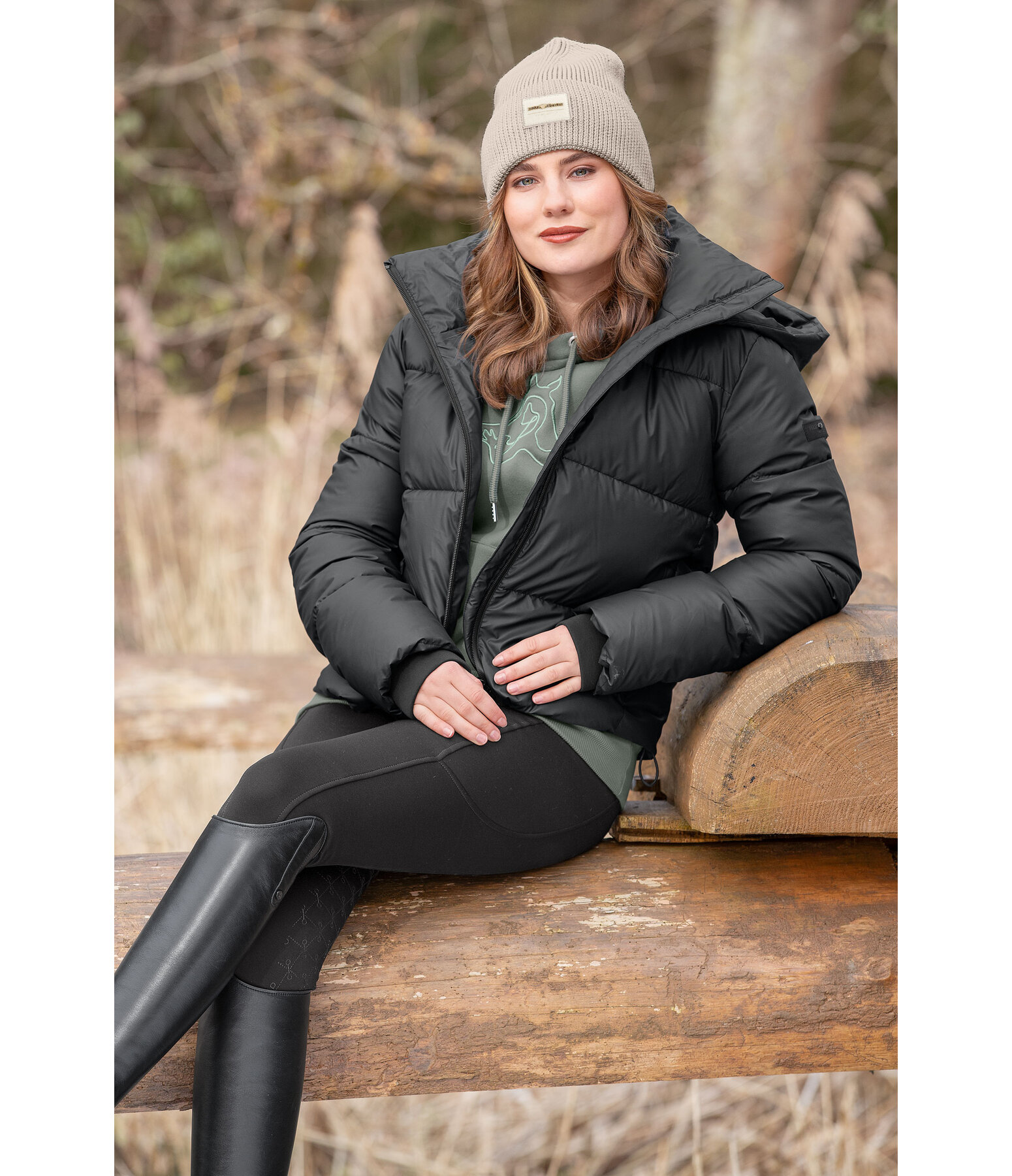 Hooded Quilted Riding Jacket Corinne