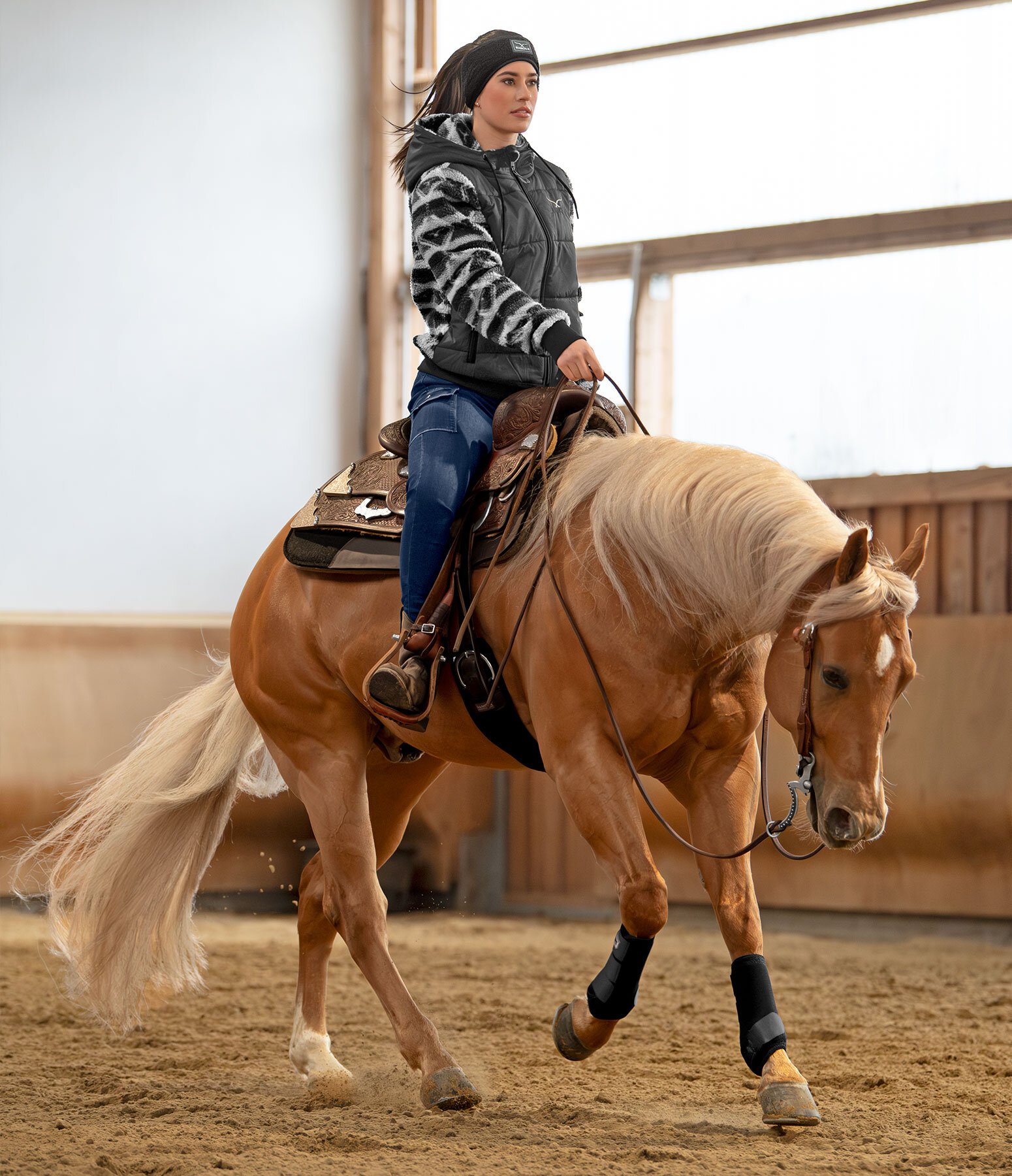 Western Outfit Sherpa Combi Jacket in Black